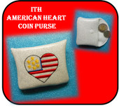 In The Hoop American Heart Coin Purse Embroidery Machine Design