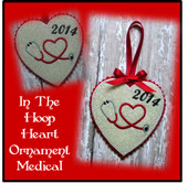 In The Hoop Heart Medical Ornament Embroidery Machine Design