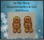 In the Hoop Gingerbread Boy and Girl Felt PIece Embroidery Machine Designs