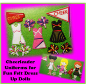 In The Hoop Cheerleader Uniform Embroidery Machine Design Set for Dress Up Fun Dolls