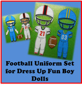 In The Hoop Football Uniform Embroidery Machine Design Set for Dress Up Fun Boy Dolls