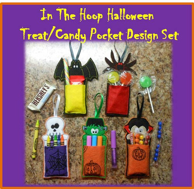 In The Hoop Halloween Treat &amp; Candy Pocket Embroidery Machine Design
