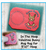 In The Hoop Bunny Holding Heart Mug Rug Embroidery Machine Design for 5"x7" Hoop