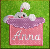 Bunny With Box Applique Embroidery Machine Design
