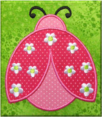Ladybug with Flowers Applique Embroidery Machine Design