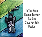 In The Hoop Boston Terrier Snap Key Fob Embroidry Machine Design Set