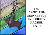 In The Hoop Red Dachshund Dog Snap Key Fob Embroidry Machine Design