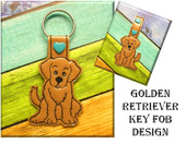 In The Hoop Golden Retriever Key Fob Embroidery Machine Design