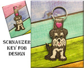 In The Hoop Schnauzer Key Fob Embroidery Machine Design