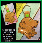 In The Hoop Golden Retriever Head Key Fob Embroidery Machine Design