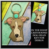 In The Hoop Greyhound Head Key Fob Embroidery Machine Design