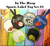 In the hoop Sports Label Set #1 Embroidery Machine Design Set