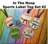 In the hoop Sports Label Set #2 Embroidery Machine Design Set