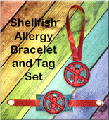 In The Hoop Shellfish Allergy Tag & Bracelet Embroidery Machine Design Set