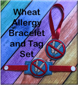 In The Hoop Wheat Allergy Tag & Bracelet Embroidery Machine Design Set