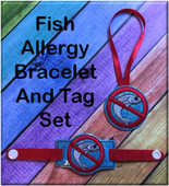 In The Hoop Fish Allergy Tag & Bracelet Embroidery Machine Design Set