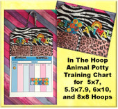 In the Hoop Potty Animal Potty Training Chart Embroidery Machine Design For 5x7,6x10,8x8, and 5.5x7.9 Hoops