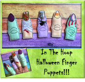 In The Hoop Halloween Finger Puppet Embroidery Machine Design Set