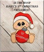 In The Hoop Baby's First Christmas Ornament Embroidery Design