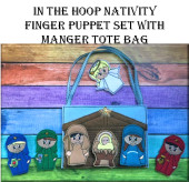 In The Hoop Nativity Finger Puppet & Manger Tote Embroidery Machine Design Set