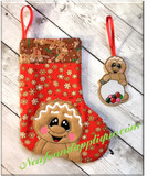 In The Hoop Gingerbread Stocking and Ornament Embroidery Design Set