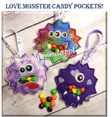 In The Hoop Love Monster Treat Pocket Embroidery Machine Design Set