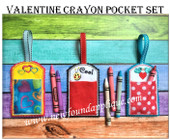 In The Hoop Valentine Crayon Pocket Embroidery Machine Design Set