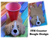 In The Hoop Flat Coaster Beagle Embroidery Machine Design