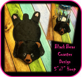 In The Hoop Black Bear Coaster Embroidery Machine Design