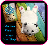 In the hoop Polar Bear Coaster Embroidery Machine Design