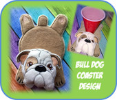 In The Hoop Flat Bull Dog Coaster Embroidery Machine Design