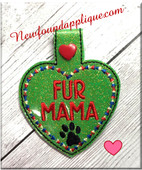 In The Hoop Fur Mama Snap Tab Key Fob Embroidery Machine Design