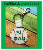 In The Hoop Baseball Dad Key Fob Embroidery Machine Design