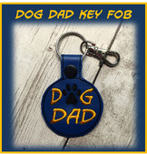 In The Hoop Dog Dad Snap Key Fob Embroidery Machine Design