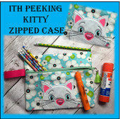 In The Hoop Peeking Kitty Zipped Bag Embroidery Machine Design