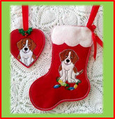 In The Hoop Beagle Stocking and Ornament Embroidery Machine Design Set