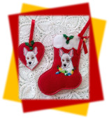 In The hoop Bull Terrier Stocking And Heart Ornament Embroidery Machine Design Set
