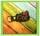 In The Hoop I Heart My Cat Key Fob Embroidery Machine Design
