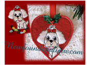In The Hoop Shih Tzu Heart Ornament and Embroidery Machine Design Set for 4"x4" Hoop