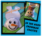 In The Hoop Flat Snowman Coaster Embroidery Machine Design