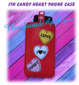 In The hoop Candy Heart Cell Phone Case Embroidery Machine Design