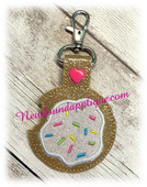 In The Hoop Key Fob Cookie With Icing and Sprinkles Embroidery Machine Design