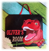 In The Hoop Dino Rex Door Sign Embroidery Machine Design Set