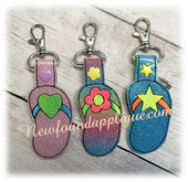 In The Hoop Flip Flop Key Fob Embroidery Machine Design Set