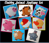 Chubby Animal Applique Design set for Embroidery Machines