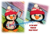 In The Hoop Penguin Treat Pocket/Photo Embroidery Machine Design
