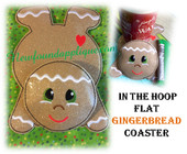 In The Hoop Flat Gingerbread Coaster Embroidery Machine Design