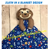 In The Hoop Sloth In A Blanket Embroidery/Sewing Machine Design
