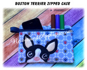 In The Hoop Boston Terrier Zipped Case Embroidery Machine Design