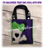 In the hoop Halloween Treat Bag Skull With Bow Embroidery Machine Design